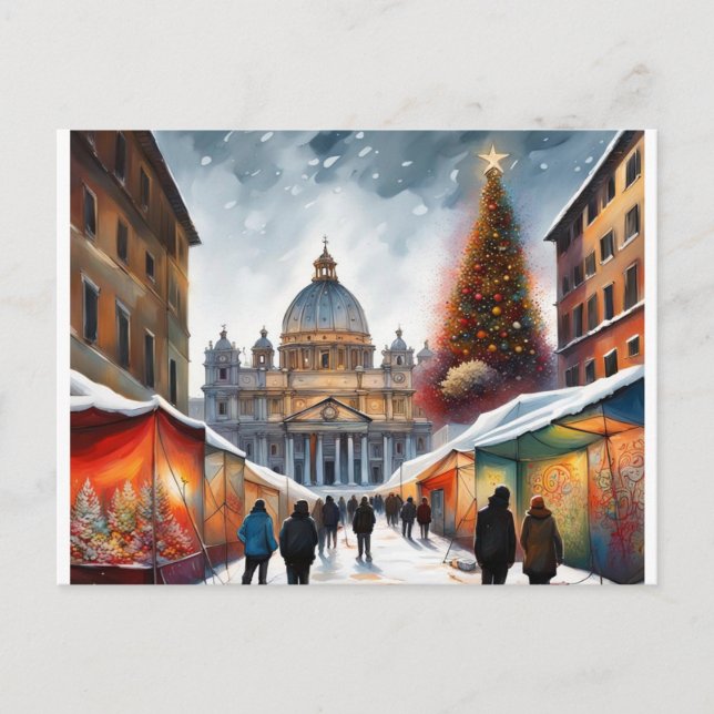 Rome, Italie - Noël - Carte postale hivernale (Devant)