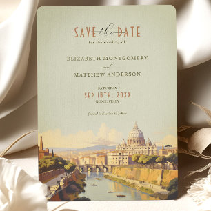 Rome Italie Romantique Rétro Faire-Part de Mariage