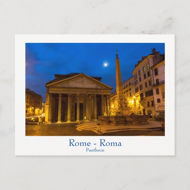 Rome - Panthéon à pleine lune carte postale avec t (Devant)
