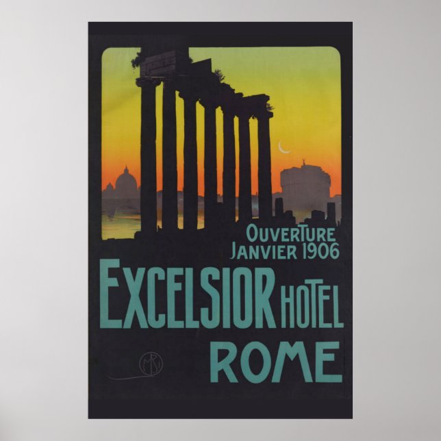Rome Vintage Italie affiche Voyage Excelcior Hotel (Devant)