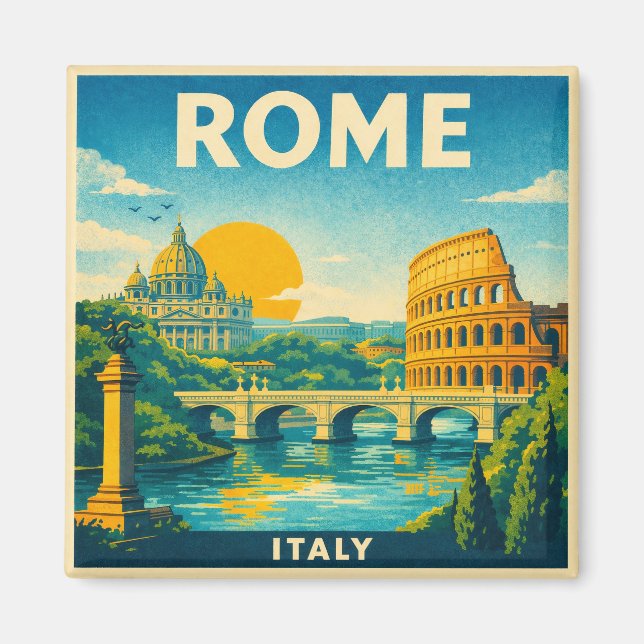 Rome Vintage Travel Poster Magnet (Devant)