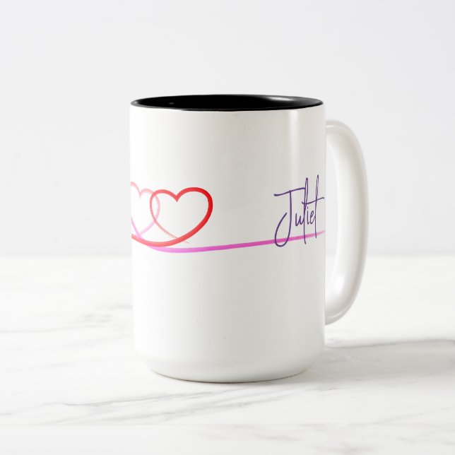Roméo personnalisé et Juliette Coeur Love Mug (Devant droit)