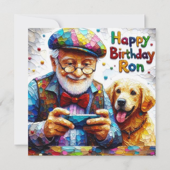 Ron~ Carte Anniversaire ~ Golden Retriever ~ (Devant)