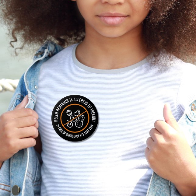 Rond 10 Cm Badge d'allergie aux noix d'arbre (Créateur téléchargé)