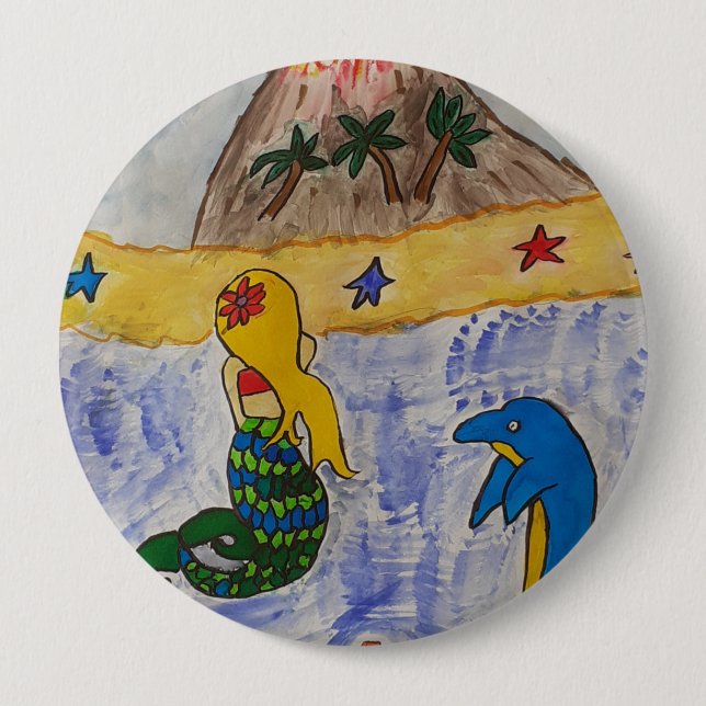 Rond 10 Cm Badge de l'île Mermaid (Devant)
