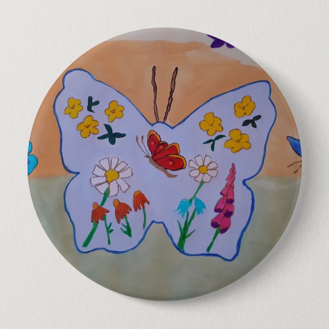 Rond 10 Cm Badge de rêve papillon (Devant)