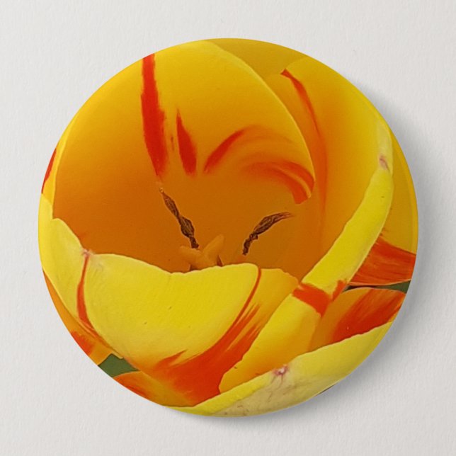 Rond 10 Cm Badge de tulipe jaune (Devant)
