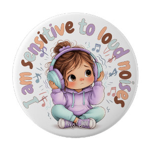 Rond 10 Cm Badge Épingle Je Suis Sensible aux Bruits Badge Se