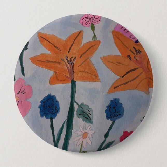 Rond 10 Cm Badge Orange Lilies (Devant)