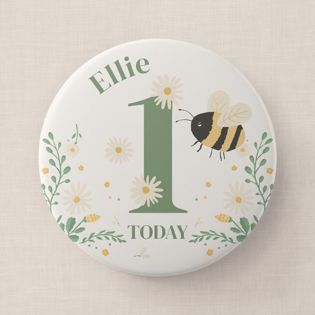 Rond 10 Cm Bumble Bee Premier Anniversaire Badge (Wildflower Flight - Milestone Birthday 4" Badge)