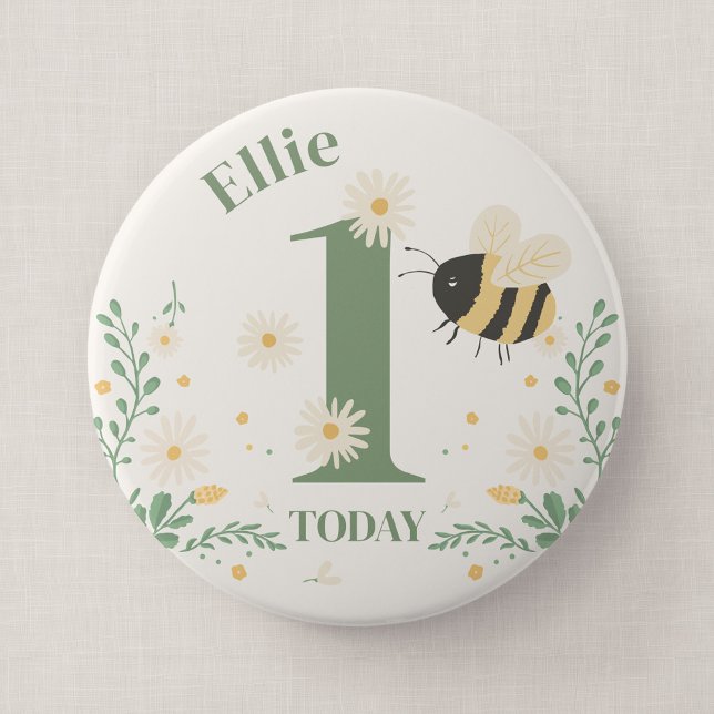 Rond 10 Cm Bumble Bee Premier Anniversaire Badge (Wildflower Flight - Milestone Honey Bee Birthday 4" Badge)