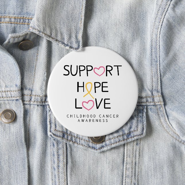 Rond 10 Cm cancer de l'enfance. soutien.hope.love. Badge (En situation)