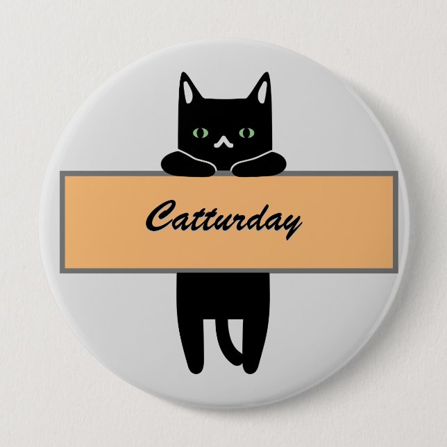 Rond 10 Cm Cat holding a sign Button Badge (Devant)