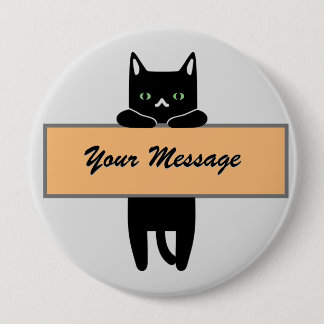 Rond 10 Cm Cat holding a sign with your message Button Badge