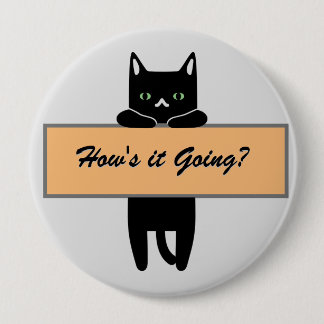 Rond 10 Cm Chat tenant un badge de signe