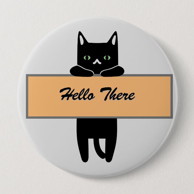 Rond 10 Cm Chat tenant un badge de signe (Devant)
