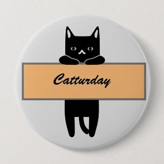 Rond 10 Cm Chat tenant un badge de signe