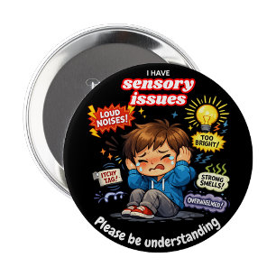 Rond 10 Cm J'ai des problèmes sensoriels - Badge à broche éma