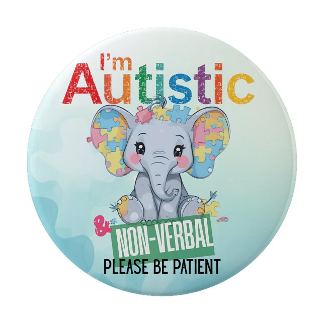 Rond 10 Cm Je suis autiste alerte badge autisme non verbal (I'm autistic non verbal pin badge Autism Alert)