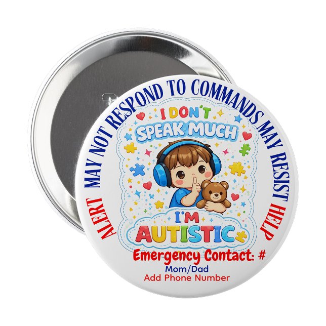 Rond 10 Cm Je suis autiste non verbal pin Badge bouton (I'm autistic non verbal pin Button badge)