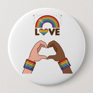 Rond 10 Cm LGBT+Pride. Aimez l'arc-en-ciel. Cœur. Badge