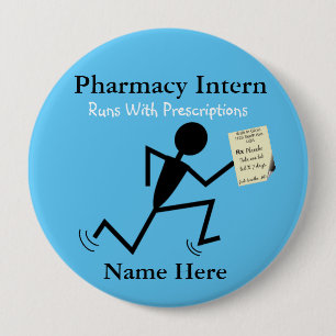 Rond 10 Cm Pharmacie Nom du stagiaire Pins Badge Bleu
