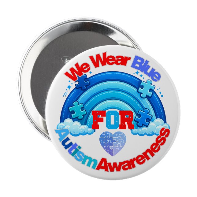 Rond 10 Cm We Wear Blue Autism Awareness Pin Button Badge (We Wear Blue Autism Awareness Pin Button Badge)