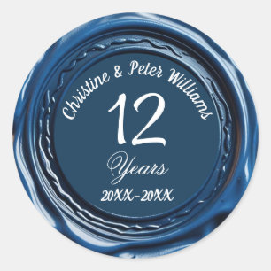 Rond 12e Sticker Mariage de cire bleue en soie