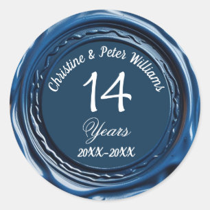 Rond 14e Sticker Mariage de cire bleue
