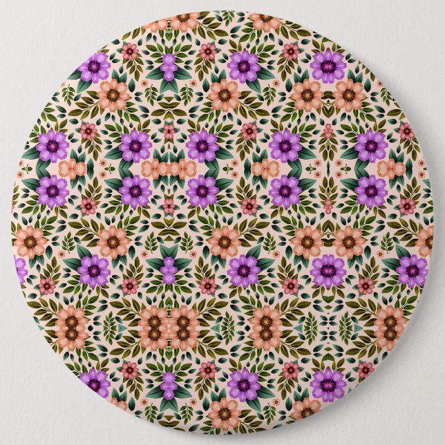 Rond 15,2 Cm Badge circulaire avec motif floral complexe (Devant)