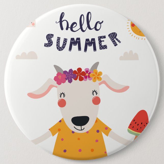 Rond 15,2 Cm Badge " Hello Summer " (Devant)