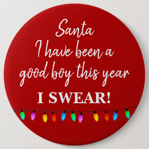 Rond 15,2 Cm Badge - Père Noël J'ai été un bon garçon cette ann