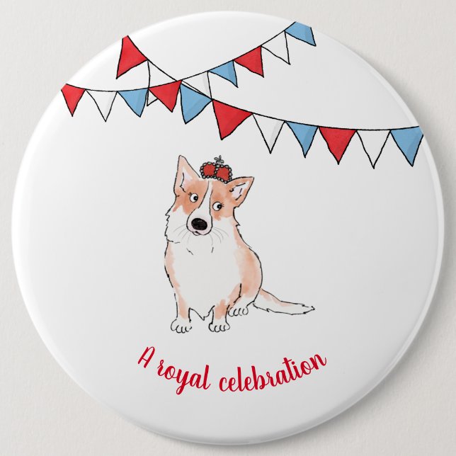 Rond 15,2 Cm Badge royal de corgi (Devant)