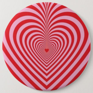 Rond 15,2 Cm Bouton Badge - Coeurs d'illusion optique