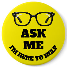 Bouton de conférence 'Demandez-moi' - Badge de mis