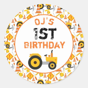 Rond 1ère construction Anniversaire de fête Sticker âge