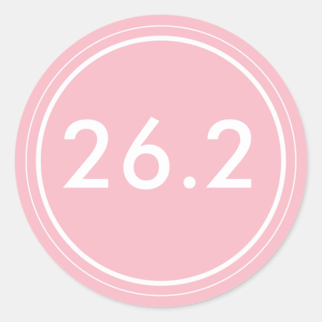 Rond 26.2 Sticker | Rose avec blanc (Devant)