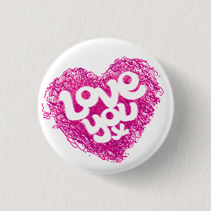 Rond 2,50 Cm Aimez-vous x badge de coeur rose