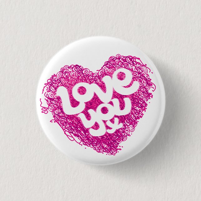 Rond 2,50 Cm Aimez-vous x badge de coeur rose (Devant)