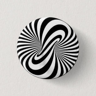 Rond 2,50 Cm Badge - Art Psychédélique B/W 