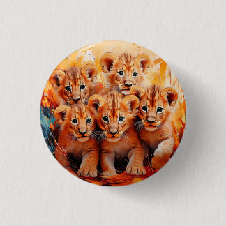 Rond 2,50 Cm Badge - Cinq Lions Cubs