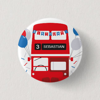 Rond 2,50 Cm Badge d'anniversaire personnalisé London Red Bus