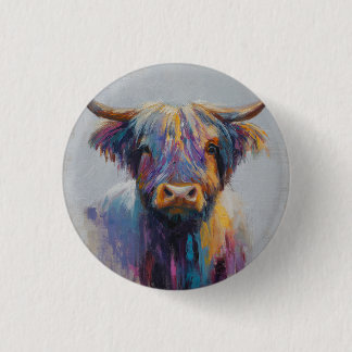 Rond 2,50 Cm Badge de Coo de Highland - Bouton de Vache de High