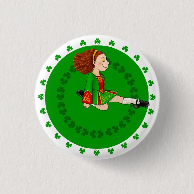 Rond 2,50 Cm Badge de fille de danse irlandaise (Devant)