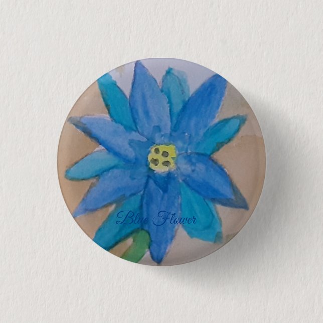 Rond 2,50 Cm Badge de fleurs bleues (Devant)