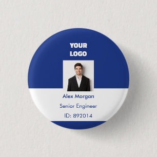 Rond 2,50 Cm Badge de photo d'identité exécutif d'entreprise bl
