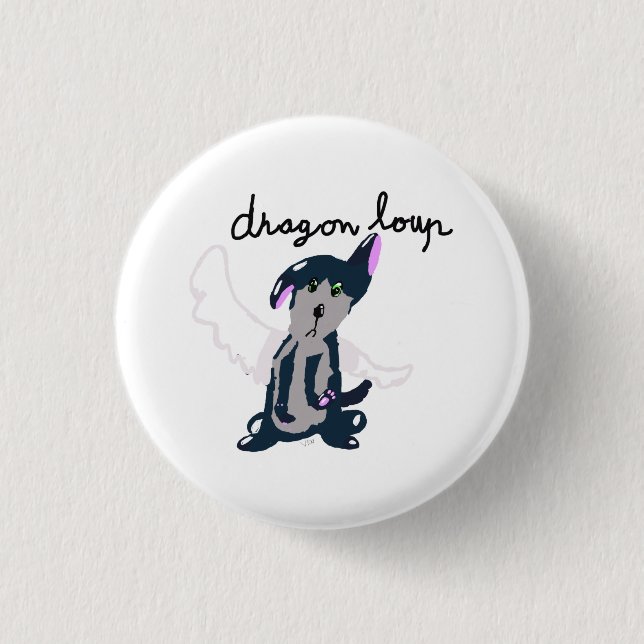 Rond 2,50 Cm Badge Dragon Loup (Devant)