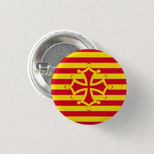Rond 2,50 Cm badge drapeau occitanie (Devant & derrière)