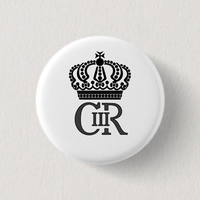 Rond 2,50 Cm Badge du roi Charles III avec chiffrement et couro (Devant)