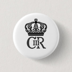Rond 2,50 Cm Badge du roi Charles III avec chiffrement et couro